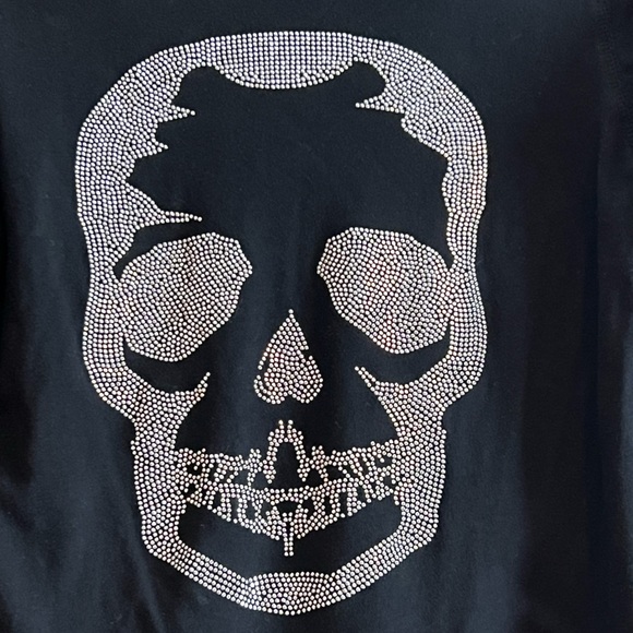 Zadig & Voltaire Embellished Skull Back Long Sleeve Henley Tee Size XS - Picture 6 of 10